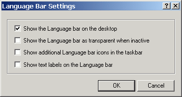 Language Bar Settings
