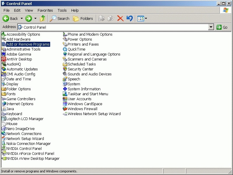 Add or Remove Programs - Old